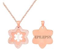 Vivaday Collier d'identification médicale Star | Pendentif d'information d'urgence gravé personnalisé | Chaîne réglable en acier inoxydable | Doux pour la peau Colliers unisexes YA5503