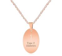 Vivaday Collier ID Médical Diabète Type 2 50 cm - Plaqué Or Rose Hypoallergénique en Acier Inoxydable - Surveillance Santé SOS d'Urgence pour Femmes