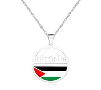Vivaday Collier inspiré du drapeau palestinien | Pendentif symbole de paix palestinien | Bijoux artisanaux du Moyen-Orient | Colliers tendance unisexes YA5137