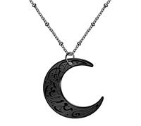 Vivaday Collier Lune arabe en acier inoxydable noir - Colliers pendentifs islamiques pour hommes et femmes | Cadeau unique de bijoux musulmans YA4979