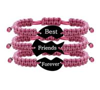 Vivaday Ensemble de 3 Bracelets Cœur Puzzle - Bracelets Correspondants BFF avec Corde Tressée Violet Clair - Cadeau Parfait de Bijoux d'Amitié pour Meilleures Amies, Famille et Personnes Chères