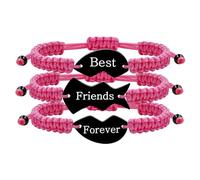 Vivaday Ensemble de Bracelets Meilleure Amie Pour Toujours pour 3 Femmes - Bracelets Tressés Roses avec Charms Cœur Puzzle, Bijoux pour Fête des Mères et Anniversaires pour Maman Épouse