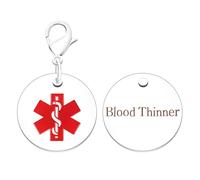 Vivaday Porte-clés Médical Anticoagulant, Pendentif ID Médical SOS Rond, Bijou Médical d'Urgence Fiable en Acier Inoxydable pour Lui et Elle
