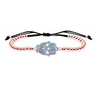 Vivaday YA4941 Bracelet de protection de la main de Fatima pour femme | Bracelet de perles en laiton avec oxyde de zirconium bleu | Protection contre le mauvais œil | Bijoux pour meilleure amie, M