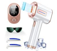 VivaEase Appareil d'épilation IPL, 9 niveaux d'efficacité énergétique - Système d'épilation au laser à refroidissement glacé, équipé d'un rasoir et de lunettes de protection, convient pour les jambes