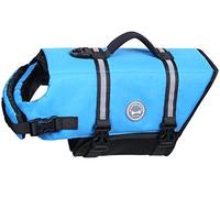 VIVAGLORY Gilet de Sauvetage en Ripstop pour Chiens de Taille Petite, Moyenne et Grande, Gilet de Natation pour Chiens avec Flottabilité Améliorée et Visibilité, Bleu