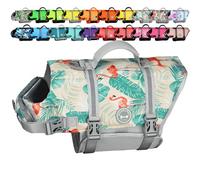 VIVAGLORY Rip Stop Gilet de Sauvetage pour Chien, Veste Flottante pour Chien, Aide à la Natation et à la Flottabilité, Gilet de Sécurité Bateau, M, Bleu Feuilles