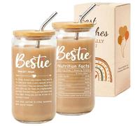 VivaJoy Bestie Gifts - Cadeau d'anniversaire pour femme, tasse à coca amusante, tasse en verre, cadeau d'amitié unique pour femme, meilleure amie, anniversaire, elle, meilleure amie, sœur, meilleure