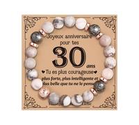 VivaJoy Bracelet Femme 30 Ans, Pierre Naturelle, Cadeau Anniversaire 30 Ans Femme, Bracelet en Agate, Cadeau pour Maman Sœur Amie Collègues