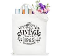 VivaJoy Cadeau d'anniversaire 1965 pour femme, sac fourre-tout en toile, cadeau de 60e anniversaire pour elle, cadeaux pour maman, amie, sœur, grand-mère, sac fourre-tout personnalisé, 60e