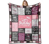 VivaJoy Cadeau d'anniversaire pour femme, jeté de lit de 152,4 x 127 cm, idée cadeau d'anniversaire pour femme, meilleure couverture en flanelle rose à motifs patchwork, 130 x 150 cm