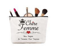 Vivajoy Cadeau Femme - Trousse Maquillage Original, Idée Cadeau Femme Anniversaire, Mariage, Valentin, Noel, Sac à Maquillage Rectangulaire Plat en Coton Durable, Rose