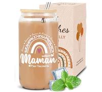 VivaJoy Cadeau Maman - Cadeau Anniversaire Maman, verre avec couvercle et paille, verre café glacé, idéal pour la fête des mères et un cadeau de Noël de la part des enfants