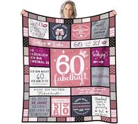 VivaJoy Couverture d'anniversaire pour femme pour 60e anniversaire - Couverture jeté de lit 150 x 130 cm, cadeaux pour femme, 60 ans, idée de cadeau pour elle, épouse, petite amie, mère, sœur
