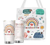 VivaJoy Gobelet en acier inoxydable de 591 ml avec charmant motif de pommes et d'arbres, sac fourre-tout de grande capacité avec motifs soigneusement conçus, cadeau pour enseignantes