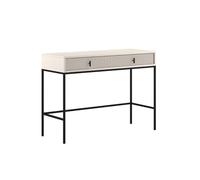 VIVALDI Maggiore Coiffeuse en cachemire, couleur crème, bureau avec tiroirs, style industriel avec pieds en métal noir, pour chambre à coucher, bureau, garde-robe, 104 x 50 x 77 cm