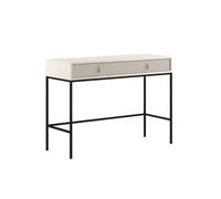 VIVALDI Maggiore Coiffeuse en cachemire crème - Bureau avec tiroirs - Style industriel avec pieds en métal noir - Pour chambre à coucher, bureau - 104 x 50 x 77 cm - Poignées dorées