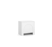 VIVALDI Table de chevet Arco - Blanc - 50 x 35 x 49 cm - Armoire sans poignée - Table d'appoint blanche pour chambre à coucher - Avec tiroir - Design moderne avec demi-cercle accent