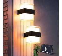 VivaLet 12W Applique Murale LED Intérieur Extérieur, IP65 Applique Murale Aluminium, 1200LM 3000K Up-and-Down Éclairage Luminaires, Lampe pour Salon, Mur de Maison, Salle de Bain, Balcon, Noir 2 Pack
