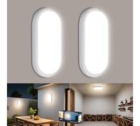 VivaLet 2 Pièces Applique Murale Intérieure Exterieur 18W 1800LM, Plafonnier LED 4000K, Luminaires Blanc, Lampe Eclairage Exterieur IP65, Éclairage de Plafond Pour balcon Couloir Escalier Garage Bain