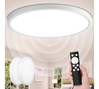 VivaLet 2 Pièces Plafonnier LED Detecteur de Mouvement Intérieur 28W 2800LM 30CM, 3000K-6000K Plafond Plat à Intensité Variable Avec Télécommande, IP54 Lampe de Capteur de Lumière Pour Bains Couloir