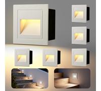 VivaLet 6 Pièces LED Escalier Intérieure 3W 300LM, Eclairage Escalier Exterieur 230V 3000K, Boîtes Encastrable 68mm, 85 X 85mm, IP65 Applique Murale LED Encastrée Aluminium Blanc