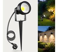 VivaLet Spot LED Extérieur avec Piquet de Terre 7W 700LM, Mini Spot LED avec Alimentation Électrique, Luminaire Exterieur IP65, Projecteur de Jardin 3000K Applicable Terrasses, Plantes, Câble de 2,5M
