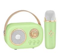 Vivamic Portable Kids Karaoke Fun Set, C20 Portable Bluetooth Speaker with 2Wireless Microphone 6 Sound Modes for Adults&Kids Birthday Home Farmily Friends Party (Microphone*1,Green)