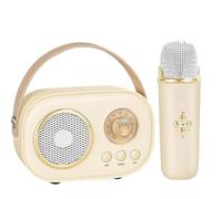 Vivamic Portable Kids Karaoke Fun Set, C20 Portable Bluetooth Speaker with 2Wireless Microphone 6 Sound Modes for Adults&Kids Birthday Home Farmily Friends Party (Microphone*1,Beige)
