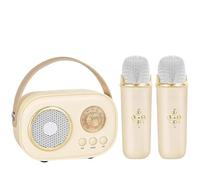 Vivamic Portable Kids Karaoke Fun Set, C20 Portable Bluetooth Speaker with 2Wireless Microphone 6 Sound Modes for Adults&Kids Birthday Home Farmily Friends Party (Microphone*2,Beige)