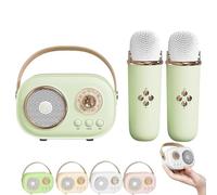 Vivamic Portable Kids Karaoke Fun Set, Vivamic Portable Microphone, C20 Bluetooth Speaker, 6 Sound Modes, for Home and Outdoor Entertainment (Double Microphone,Green)