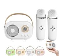 Vivamic Portable Kids Karaoke Fun Set, Vivamic Portable Microphone, C20 Bluetooth Speaker, 6 Sound Modes, for Home and Outdoor Entertainment (Double Microphone,White)