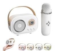 Vivamic Portable Kids Karaoke Fun Set, Vivamic Portable Microphone with 2 Wireless Mics, Mini Bluetooth Karaoke Speaker, for Birthday Home Farmily Friends Party (Single Microphone,White)