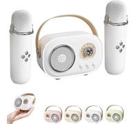Vivamic Portable Kids Karaoke Fun Set, Vivamic Portable Microphone with 2 Wireless Mics, Mini Bluetooth Karaoke Speaker, for Birthday Home Farmily Friends Party (Double Microphone,White)