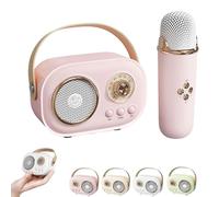 Vivamic Portable Kids Karaoke Fun Set, Vivamic Portable Microphone with 2 Wireless Mics, Mini Bluetooth Karaoke Speaker, for Birthday Home Farmily Friends Party (Single Microphone,Pink)