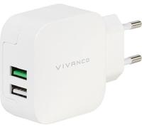 VIVanco™Adaptateur de charge rapide USB, de deux appareils, protection contre la surcharge, la surtension et le court-circuit, 2.4A, Smart IC. 12W