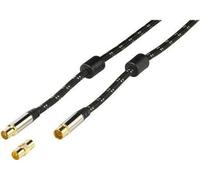 VIVanco™Câble d'antenne HQ, 3 m, 120 dB, blindage quadruple, doré, 4K UHD, gaine nylon, adaptateur compact inclus, noir