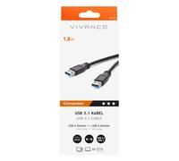 VIVanco™Câble de connexion USB 3.1 de haute qualité, USB 3.1 Type A mâle vers USB 3.1 Type A mâle, 1,8m