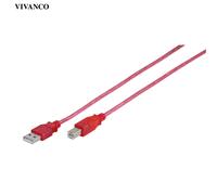 VIVanco™Câble d'imprimante compatible USB 2.0, connecteur type A à connecteur type B, jusqu'à 480 Mbs de taux de transfert de données, multicolore, 1,5m