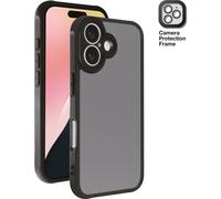 VIVanco™Frosted Cover pour iPhone 16 avec cadre de protection intégré pour appareil photo, semi-transparent/noir (64223) Étui pour téléphone portable