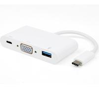 VIVanco™Grandiose Hub USB Type-C, adaptateur VGA 3en1, Supporte USB 3.1 Super Speed 5 Gbps, résolution jusqu'à 2048x1152 à 60 Hz