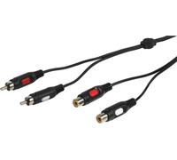 VIVanco™Rallonge RCA de haute qualité, 2x RCA mâle à 2x RCA femelle, prises et câbles blindés, 2,5m