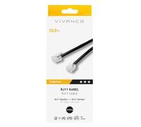 VIVANCO VVTELRJ11100 Câble Téléphonique Tel RJ11 M-M 10m 6P4C Plat Noir