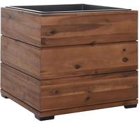 VIVANNO Bac à Fleurs Cube Bois Bloc Brun avec Insert - 44x44x41