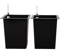 VIVANNO Bac à Fleurs en Plastique avec kit d'arrosage - 29x29x32 cm - Noir - 2 pièces