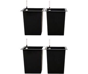 VIVANNO Bac à Fleurs en Plastique avec kit d'arrosage - 29x29x32 cm - Noir - 4 pièces