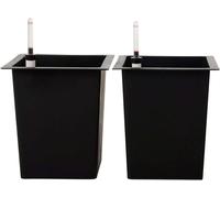 VIVANNO Bac à fleurs en plastique avec kit d'arrosage - 29x29x32 cm - noir - set de 2 pièces