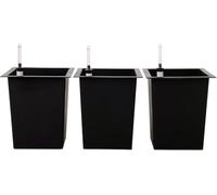 VIVANNO Bac à Fleurs en Plastique avec kit d'arrosage - 29x29x32 cm - Noir - Set de 3 pièces