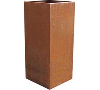VIVANNO Bac à plantes acier corten BLOCK colonne, patine brune - 40x40x100 cm