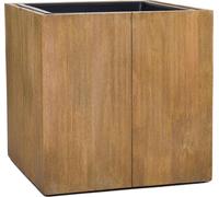VIVANNO Bac à plantes bois BLOCK cube, veinure brune - 33x33x33 cm